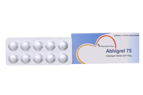 Abhigrel 75 phòng và trị huyết khối (3 vỉ x 10 viên)