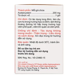 Thuốc bột Acecyst 200mg long đàm, dịu ho trong bệnh lý viêm hô hấp (30 gói x 1.6g)