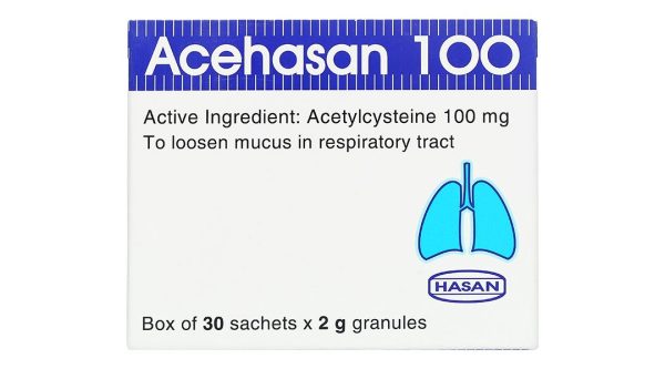 Thuốc cốm Acehasan 100 điều trị rối loạn bài tiết chất nhầy phế quản (30 gói x 2g)