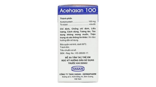 Thuốc cốm Acehasan 100 điều trị rối loạn bài tiết chất nhầy phế quản (30 gói x 2g)