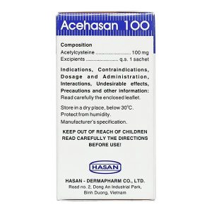 Thuốc cốm Acehasan 100 điều trị rối loạn bài tiết chất nhầy phế quản (30 gói x 2g)