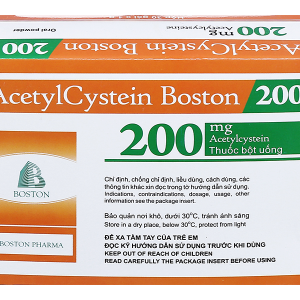 Thuốc bột Acetylcystein Boston 200 trị rối loạn tiết dịch phế quản (30 gói x 1g)