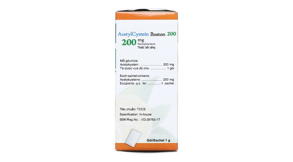 Thuốc bột Acetylcystein Boston 200 trị rối loạn tiết dịch phế quản (30 gói x 1g)