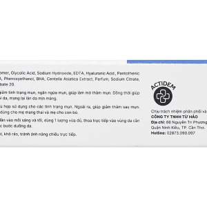 Gel Actidem Derma ngừa mụn, mờ thâm tuýp 18g