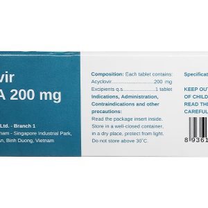 Acyclovir Stella 200mg thuốc kháng virus Herpes simplex (5 vỉ x 5 viên)