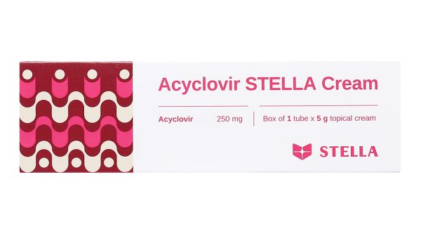 Acyclovir Stella Cream trị nhiễm virus Herpes simplex da tuýp 5g