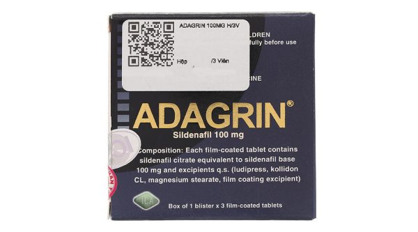 Adagrin 100mg trị rối loạn cương dương (1 vỉ x 3 viên)