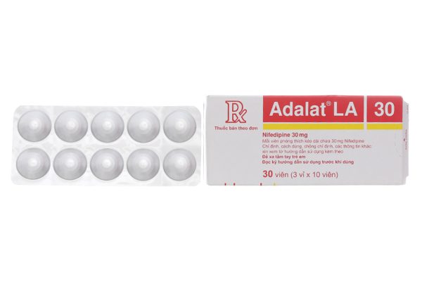 Adalat LA 30 trị tăng huyết áp, đau thắt ngực (3 vỉ x 10 viên)