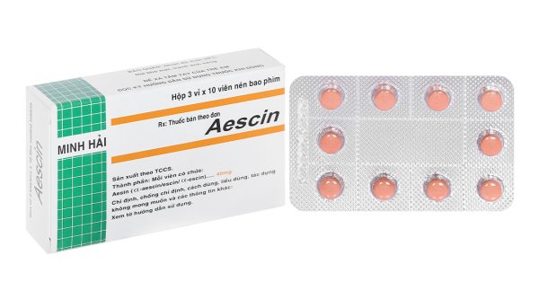 Aescin 40mg trị giãn tĩnh mạch, chống phù nề (3 vỉ x 10 viên)