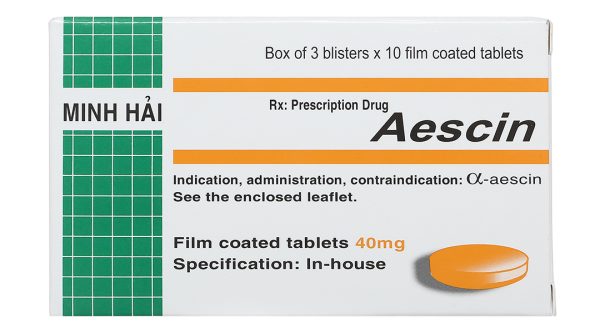 Aescin 40mg trị giãn tĩnh mạch, chống phù nề (3 vỉ x 10 viên)