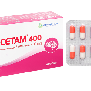 Agicetam 400 trị triệu chứng chóng mặt, nghiện rượu (10 vỉ x 10 viên)