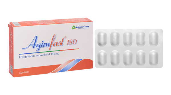 Agimfast 180 trị triệu chứng viêm mũi dị ứng, ngứa, nổi mày đay (2 vỉ x 10 viên)