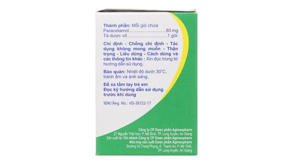 Thuốc cốm Agimol 80mg giảm đau, hạ sốt (30 gói x 1g)