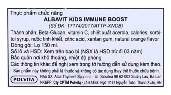 Siro Albavit Kids Immune Boost hỗ trợ tăng đề kháng chai 150ml