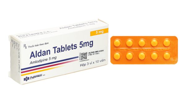 Aldan Tablets 5mg trị tăng huyết áp, dự phòng ở người đau thắt ngực (3 vỉ x 10 viên)