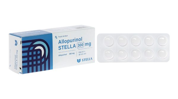 Allopurinol Stella 300mg trị gout, sỏi thận (3 vỉ x 10 viên)