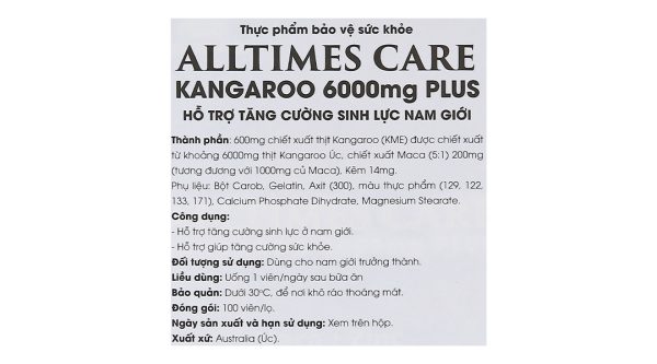 Alltimes Care Kangaroo 6000mg Plus tăng cường sinh lý nam hộp 100 viên