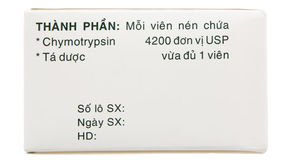 Alphachymotrypsin Mebiphar 4200 IU trị phù nề sau chấn thương (20 vỉ x 10 viên)