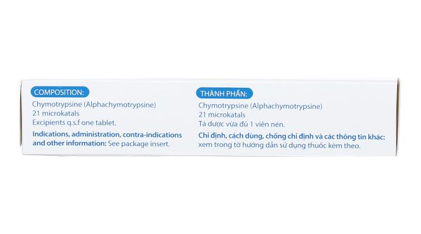 Alpha Chymotrypsine Choay 21µkatals trị phù nề sau chấn thương (2 vỉ x 15 viên)