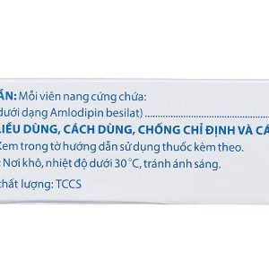 Amlodipin Domesco 5mg trị tăng huyết áp, đau thắt ngực (3 vỉ x 10 viên)