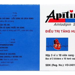 Apitim 5 trị tăng huyết áp, đau thắt ngực (3 vỉ x 10 viên)