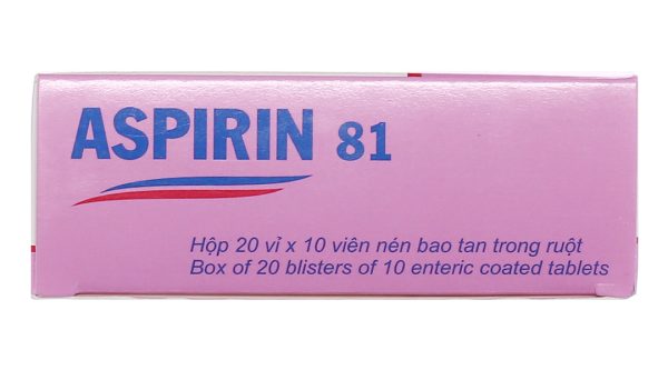 Aspirin 81 dự phòng đột quỵ, nhồi máu cơ tim (20 vỉ x 10 viên)