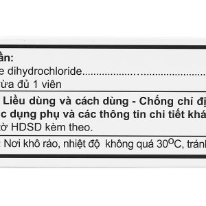 Betahistin 16 A.T trị chóng mặt, choáng váng (10 vỉ x 10 viên)