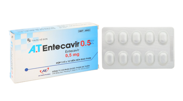 A.T Entecavir 0.5 điều trị viêm gan B mãn tính (3 vỉ x 10 viên)