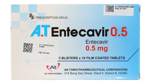 A.T Entecavir 0.5 điều trị viêm gan B mãn tính (3 vỉ x 10 viên)