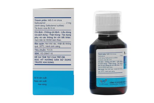 Dung dịch uống AtiSalbu 2mg/5ml trị cơn hen, ngắt cơn co thắt phế quản chai 100ml