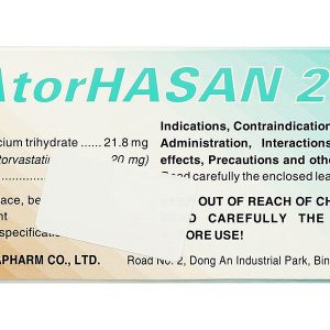 AtorHasan 20 điều trị tăng lipid huyết và dự phòng biến cố tim mạch (10 vỉ x 10 viên)