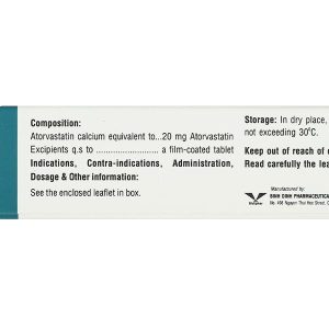 Atorlog 20 điều trị tăng cholesterol toàn phần và LDL-cholesterol (3 vỉ x 10 viên)