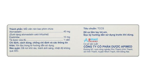 Atorpa-E 40/10 phòng ngừa bệnh tim mạch và trị tăng cholesterol máu (3 vỉ x 10 viên)