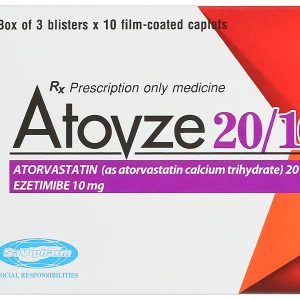 Atovze 20/10 điều trị tăng cholesterol máu (3 vỉ x 10 viên)