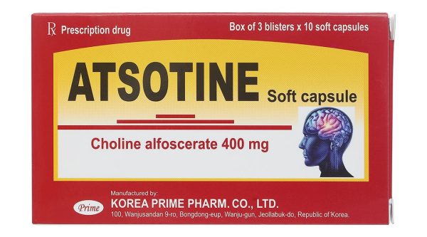 Atsotine 400mg điều trị hội chứng thoái hóa thần kinh não (3 vỉ x 10 viên)