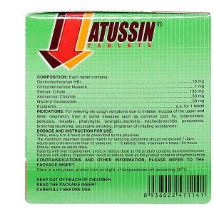 Atussin trị các chứng ho trong bệnh lý hô hấp (25 vỉ x 4 viên)