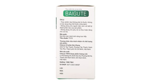 Baigute hỗ trợ cải thiện triệu chứng sưng, đau khớp do gout hộp 20 viên