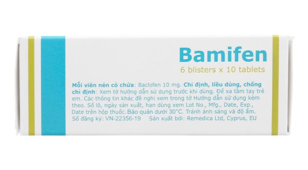 Bamifen 10mg giãn cơ, giảm co cứng cơ vân (6 vỉ x 10 viên)