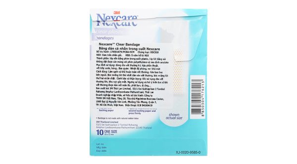 Băng cá nhân Nexcare trong suốt gói 10 miếng (19mm x 72mm)