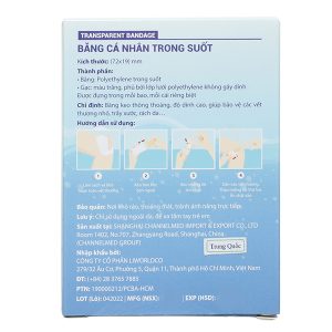 Băng cá nhân trong suốt Liworldco (72 x 19mm) hộp 20 miếng