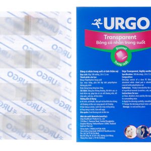 Băng cá nhân trong suốt Urgo Transparent (2 x 7.2cm) hộp 100 miếng