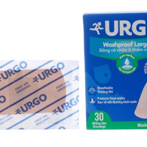 Băng cá nhân ít thấm nước Urgo Washproof Large (3.8 x 7.2cm) hộp 30 miếng