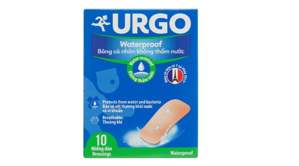 Băng cá nhân không thấm nước Urgo Waterproof (2 x 7.2cm) hộp 10 miếng