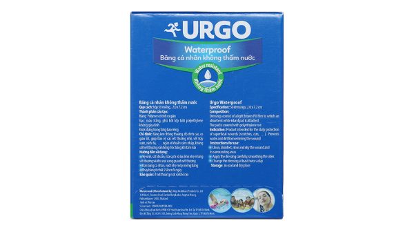 Băng cá nhân không thấm nước Urgo Waterproof (2 x 7.2cm) hộp 50 miếng