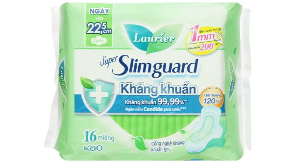 Băng vệ sinh Laurier Super Slimguard kháng khuẩn siêu siêu mỏng cánh gói 16 miếng