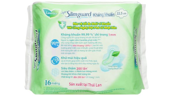 Băng vệ sinh Laurier Super Slimguard kháng khuẩn siêu siêu mỏng cánh gói 16 miếng