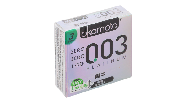 Bao cao su Okamoto 0.03 Platinum 52mm hộp 3 cái