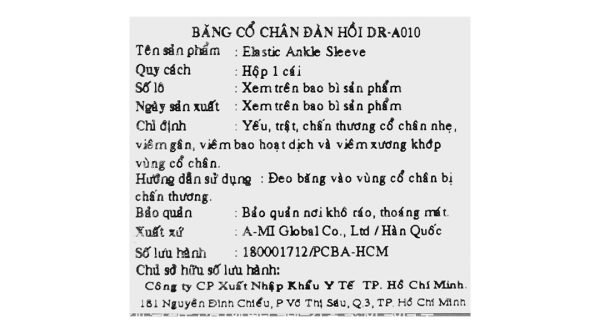 Bao đeo mắt cá chân Dr. Med DR-A010 size M