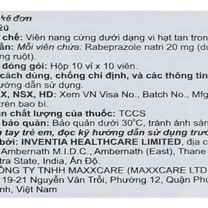 Barole 20 trị viêm loét do trào ngược dạ dày, thực quản (10 vỉ x 10 viên)