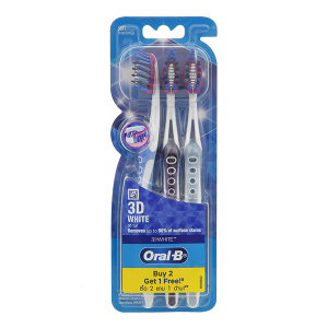 Bàn chải đánh răng Oral-B trắng sáng 3D vỉ 3 cây